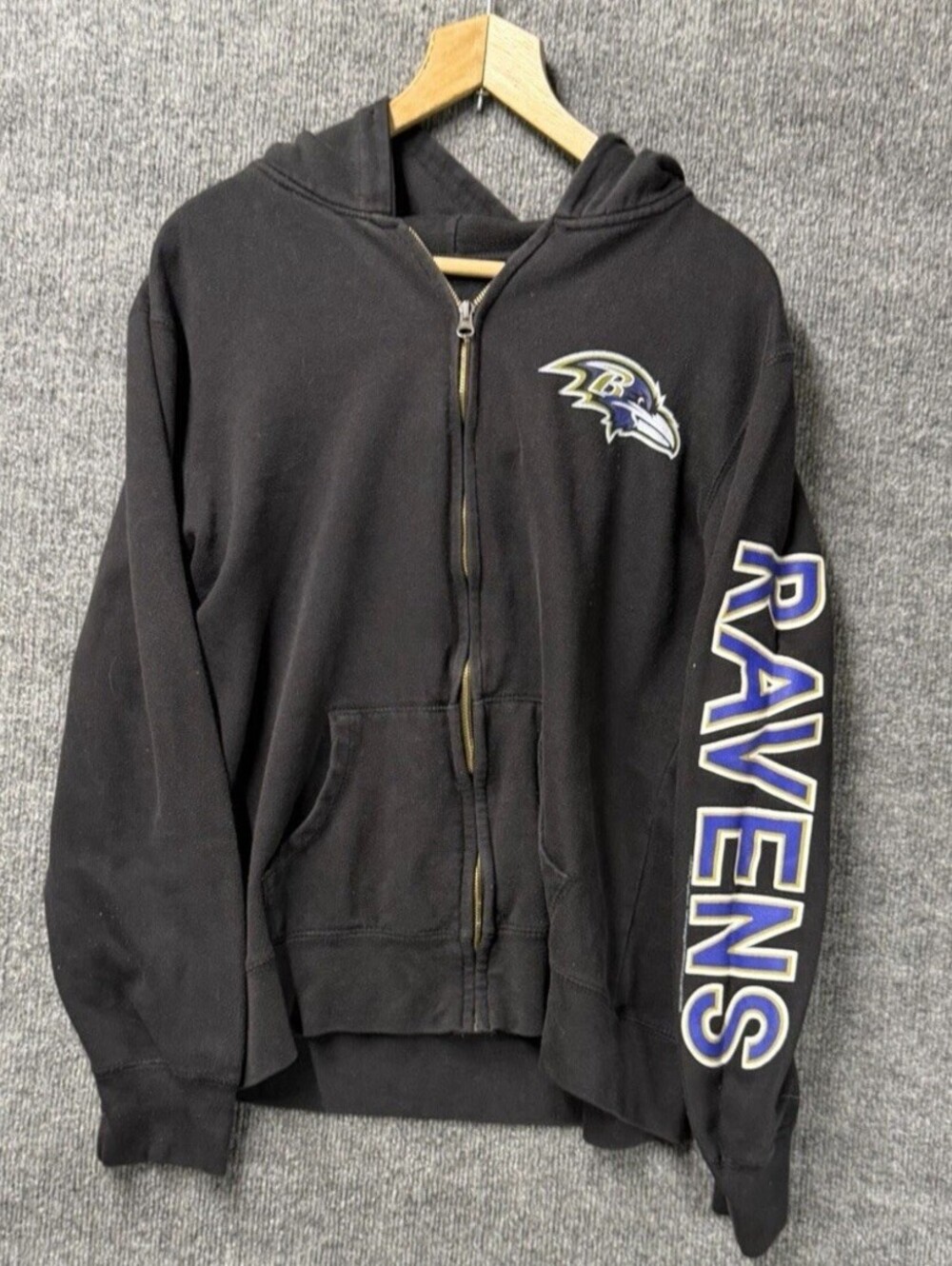 NFL Baltimore Ravens Men Gray ZipUp Hoodie Sweatshirt Jacket Sz Unknown